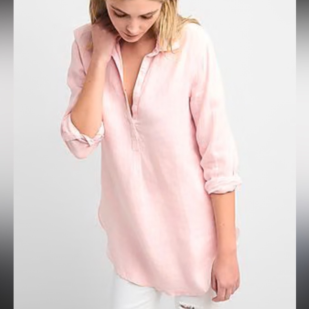 GAP Light Pink Tunic Top 100% Linen Size XSmall